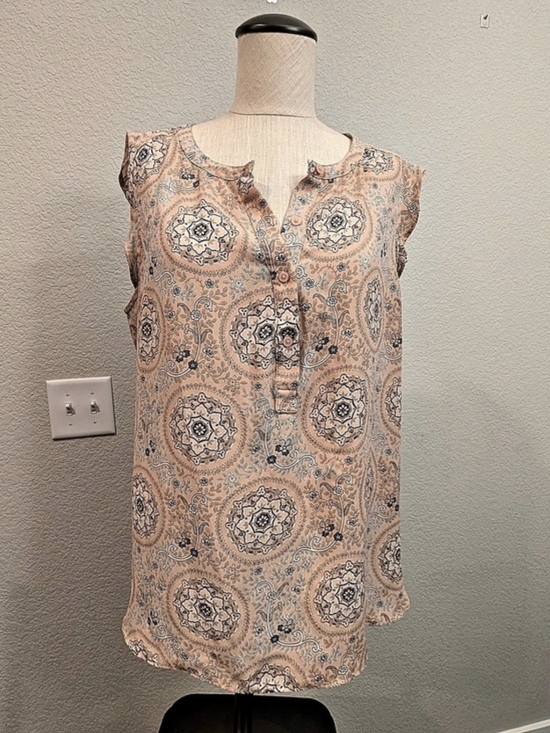 LOFT Tops - LOFT Paisley Blouse in Pink & Blue Size Medium Like New